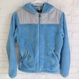 The North Face Kids Oso‎ Fleece Zip Hoodie Girls Blue Jacket Coat Size Xsmall